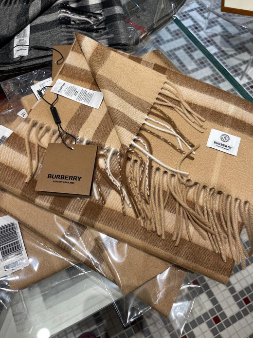 burberry专柜级经典羊绒格子围巾-奶茶色 商品图0