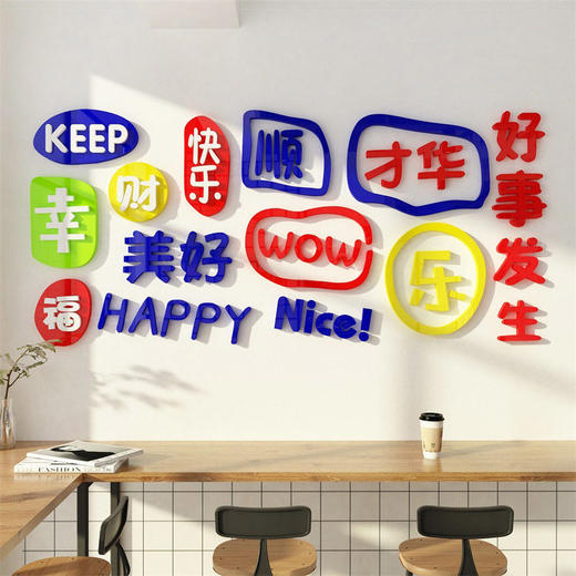 网红打卡拍照墙 创意奶茶店墙壁装饰甜品咖啡厅玻璃门贴 商品图0