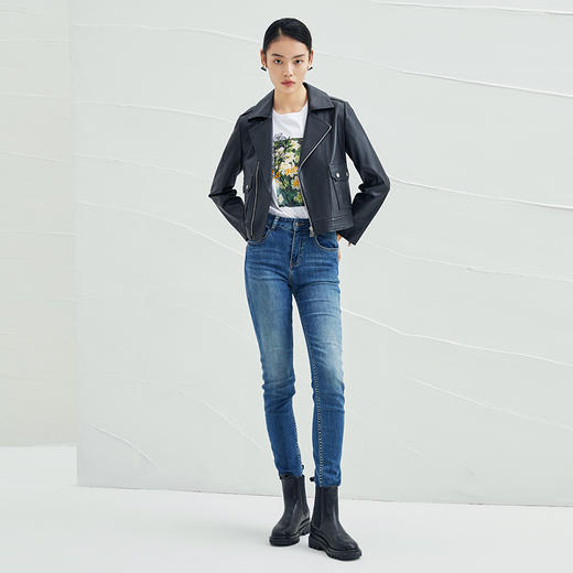 EITIE爱特爱机车皮衣短外套女冬季新款时尚帅气中性修身显瘦6893527 商品图4