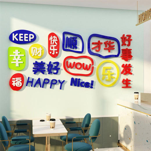网红打卡拍照墙 创意奶茶店墙壁装饰甜品咖啡厅玻璃门贴 商品图3