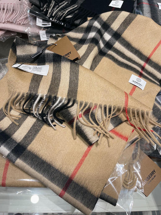 burberry专柜级经典羊绒格子围巾-驼色 商品图0