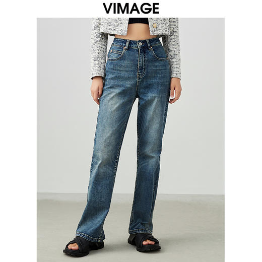 VIMAGE/纬漫纪春季新款时尚通勤休闲宽松百搭牛仔裤V1705322 商品图0