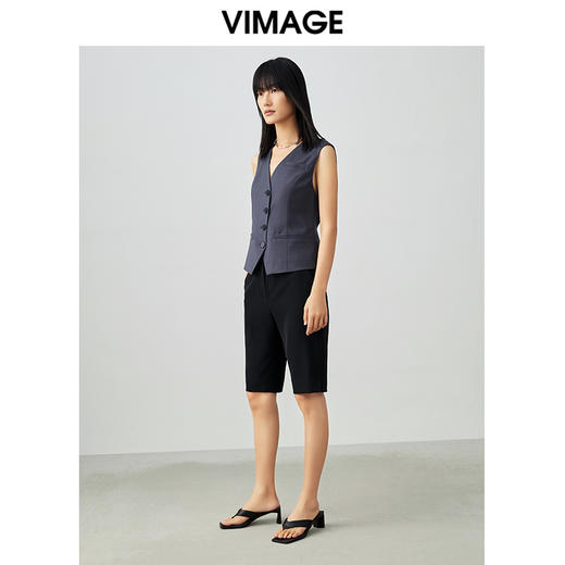 VIMAGE纬漫纪春季新款百搭马甲简约修身西装薄外套V1703301 商品图4
