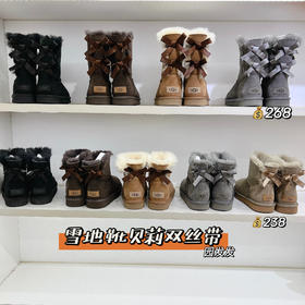 【女款】迷你贝莉蝴蝶结经典款单丝带/双丝带雪地靴 35-40码