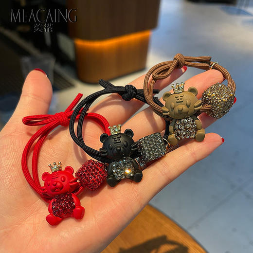 【两条装】网红ins风红色小老虎发绳本命年头绳皇冠生肖虎精致水钻秋冬皮筋 商品图4