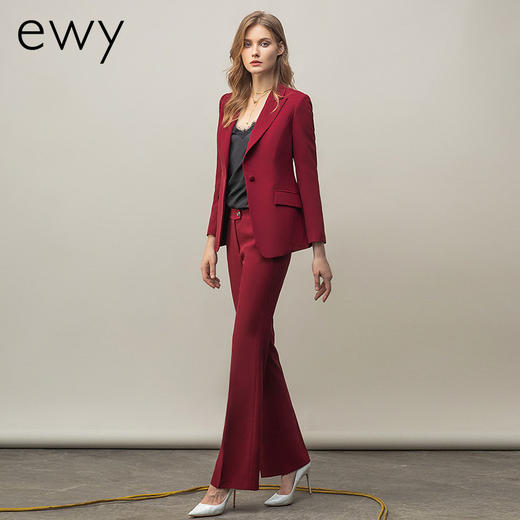 红色职业西装套装女气质秋冬新款年会西服商务工装阔腿裤职业装 商品图4