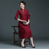 上海旗袍厂WD-WZ328婚宴礼服春秋款嫁女儿洋气秋装高贵遮肚子喜婆婆显年轻旗袍秋 商品缩略图3
