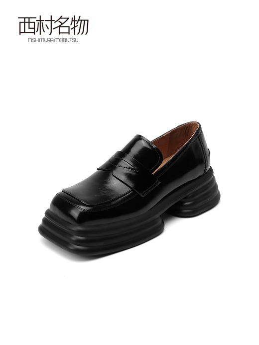 西村名物2022春季新款乐福鞋复古英伦小皮鞋方头单鞋学院风T22AM16741 商品图2