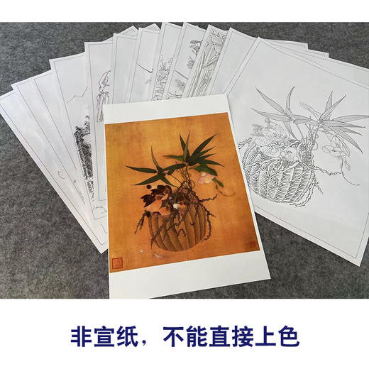 汪中工笔花鸟画白描底稿得趣在人小品一套十二幅册页初学者尺寸38*42厘米MT05 商品图3