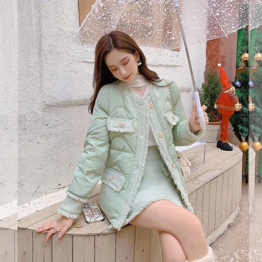 张心子「法兰西香颂」2021女冬新款半身裙套装轻熟夹棉外套两件套 U2111113 商品图3