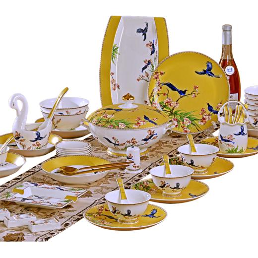 【喜上眉梢】景德镇陶瓷器餐具碗碟套装家用中式组合金边欧式骨瓷碗盘 商品图5