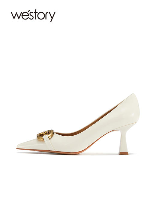 westory真皮高级质感高跟鞋职场通勤单鞋女漆皮细跟纯色单鞋女S22AE54281 商品图1