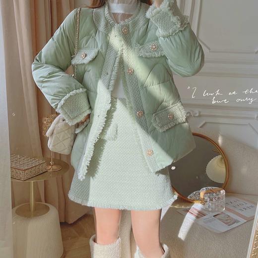 张心子「法兰西香颂」2021女冬新款半身裙套装轻熟夹棉外套两件套 U2111113 商品图0