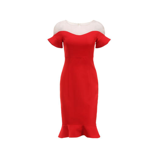 【角度浪漫】流线拼纱造型袖角度圆弧下摆连衣裙/0000751R 商品图4