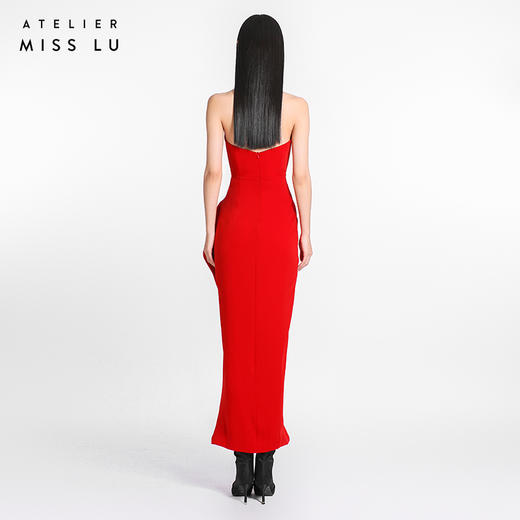 【Gabrielle】红色心形抹胸花朵装饰长礼服/0000283 商品图4