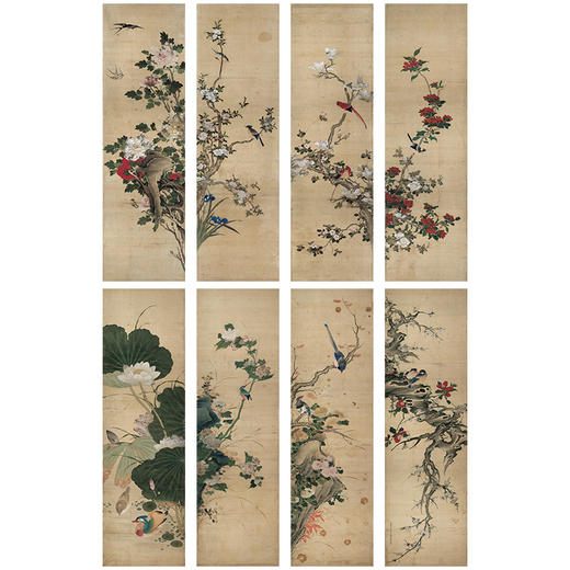 陈牧工笔画白描底稿四季花鸟图屏一套八幅册页尺寸41*138厘米MT24 商品图0