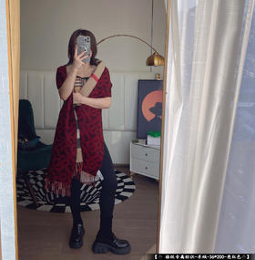 BBR格纹字母双面围巾-红色