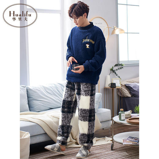 珊瑚绒情侣睡衣女秋冬新款可爱韩版加厚加绒高档男士家居服可外穿 商品图8