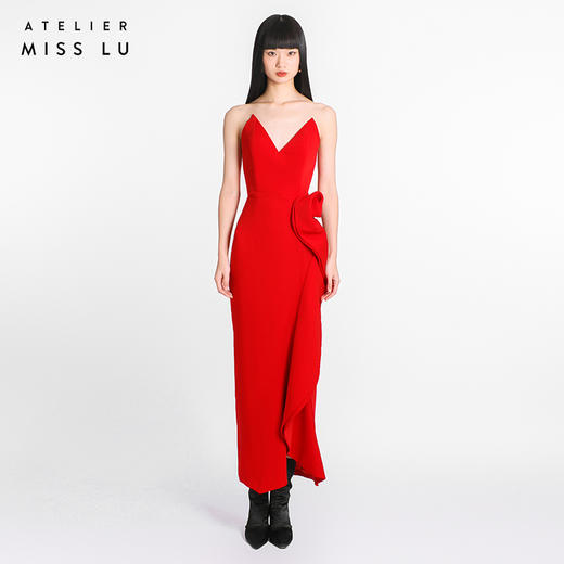 【Gabrielle】红色心形抹胸花朵装饰长礼服/0000283 商品图0