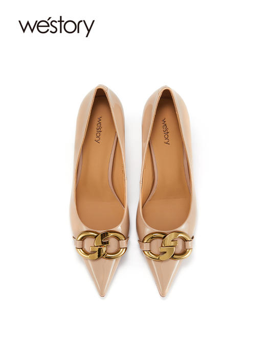 westory真皮高级质感高跟鞋职场通勤单鞋女漆皮细跟纯色单鞋女S22AE54281 商品图2