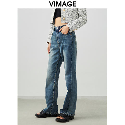 VIMAGE/纬漫纪春季新款时尚通勤休闲宽松百搭牛仔裤V1705322 商品图2
