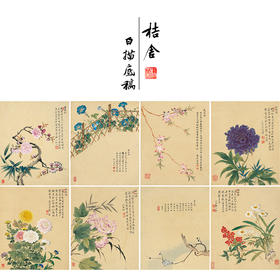 邹一桂工笔花鸟画白描底稿花卉图册小品一套八幅册页初学者尺寸30*37厘米MT23