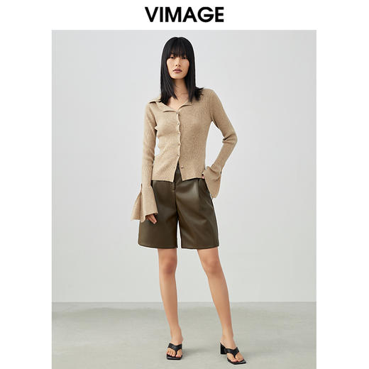 VIMAGE纬漫纪春季新款洋气复古喇叭袖修身针织衫上衣V1701302针织衫 商品图2