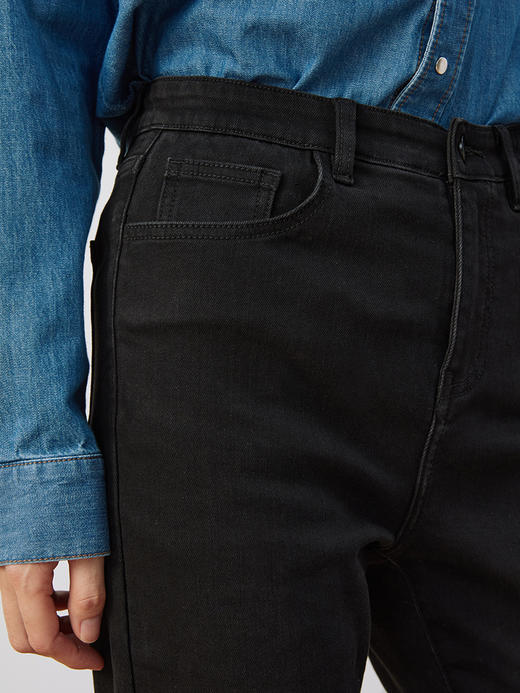 HeyDress自发热加绒牛仔裤女外穿高腰修身直筒薄绒裤子 商品图2