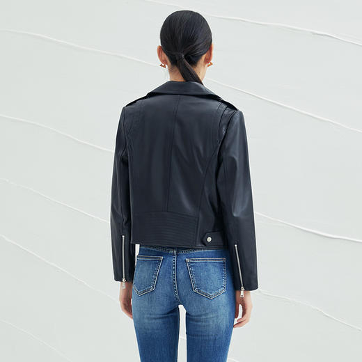 EITIE爱特爱机车皮衣短外套女冬季新款时尚帅气中性修身显瘦6893527 商品图3