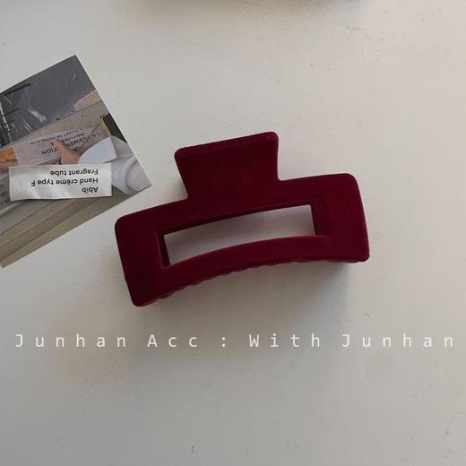 新年韩国INS红色植绒圣诞盘发秋冬鲨鱼夹发饰 商品图7