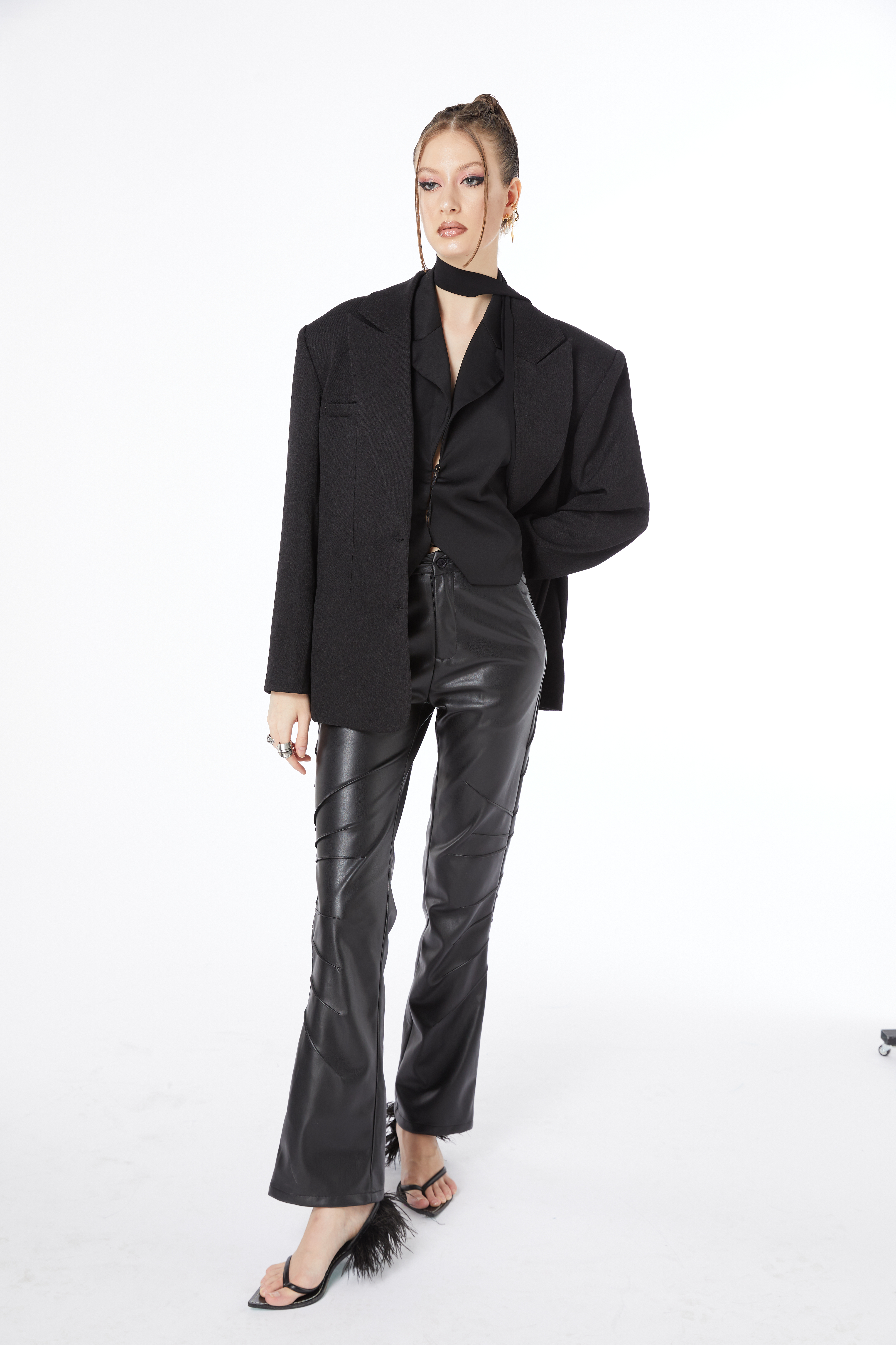 len大廓形混纺西装