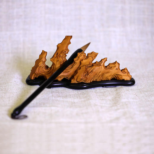 全手工雕刻山形笔架°黄杨木 商品图2