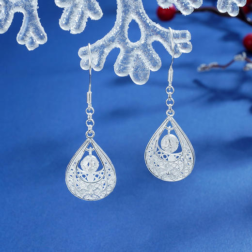 子佩集S990银【灵澈】耳环【QFES016】花丝2111 商品图1