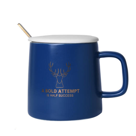 恒度马克杯鹿角杯HD-3054哑光色釉马克杯鹿角图案 实用礼品杯子 陶瓷水杯骨瓷 商品图3