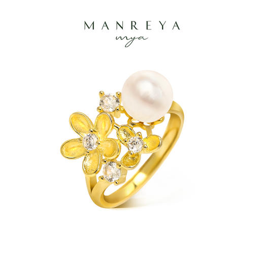 Manreya玛芮雅「花与爱丽丝」天然淡水AK珍珠花朵戒指气质优雅感 商品图0