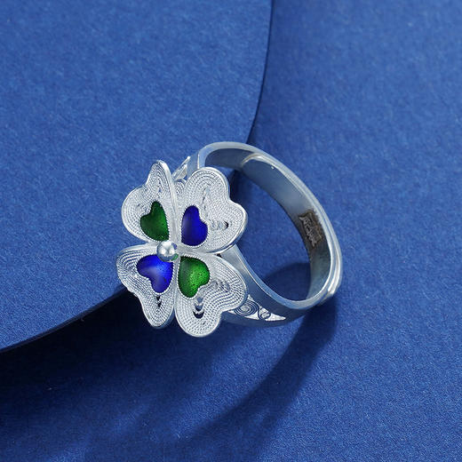 子佩集S990银【冰质蓝心】戒指【MXJZ004】花丝珐琅彩2111 商品图3