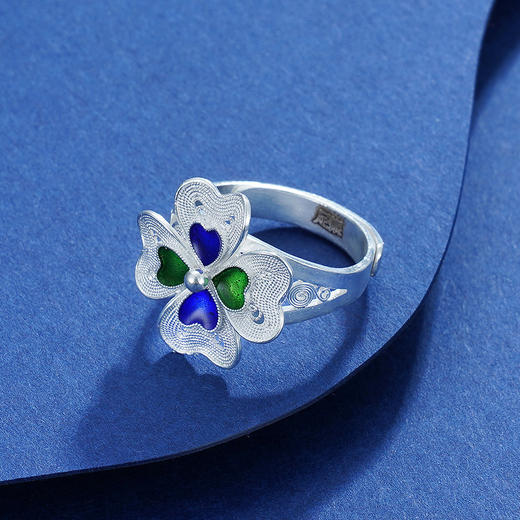 子佩集S990银【冰质蓝心】戒指【MXJZ004】花丝珐琅彩2111 商品图1