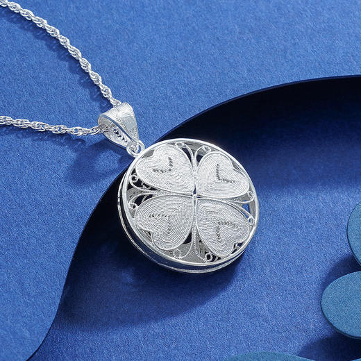 子佩集S990银【鸳鸯缕】吊坠【QFDZ015】(不含链)花丝2111 商品图3