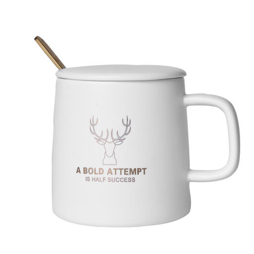 恒度马克杯鹿角杯HD-3054哑光色釉马克杯鹿角图案 实用礼品杯子 陶瓷水杯骨瓷 商品图2