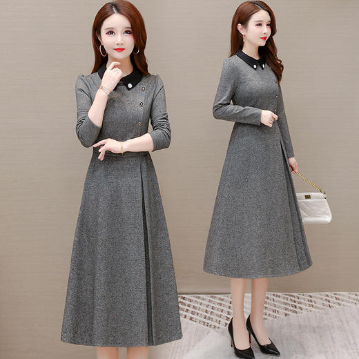 YWE  TYH215H06减龄气质加厚气质优雅长袖连衣裙 商品图0