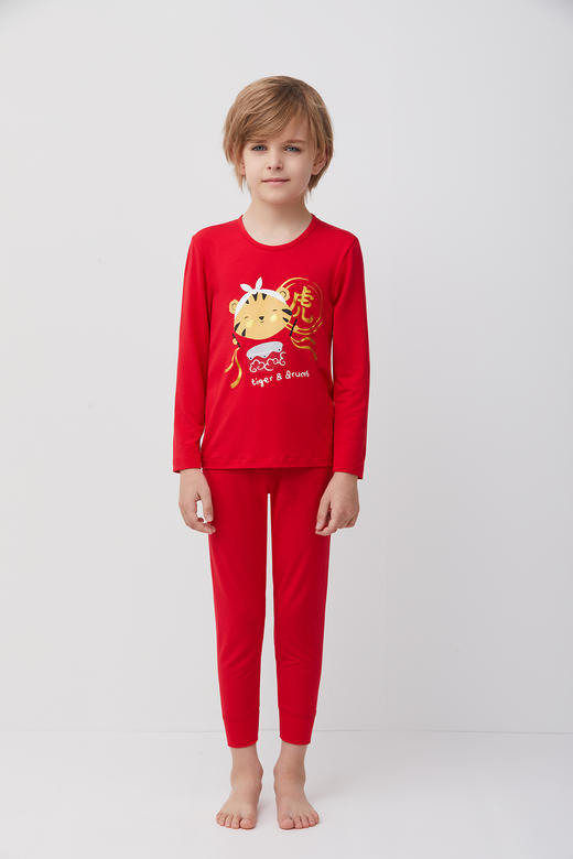 天空之城-AIMER KIDS-小老虎红品保暖套装 商品图4