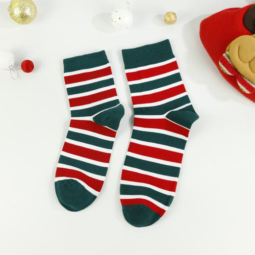 【49元6双】男/女丨条纹精梳棉袜子中长筒袜子男女袜子 【822205/821201】 商品图1