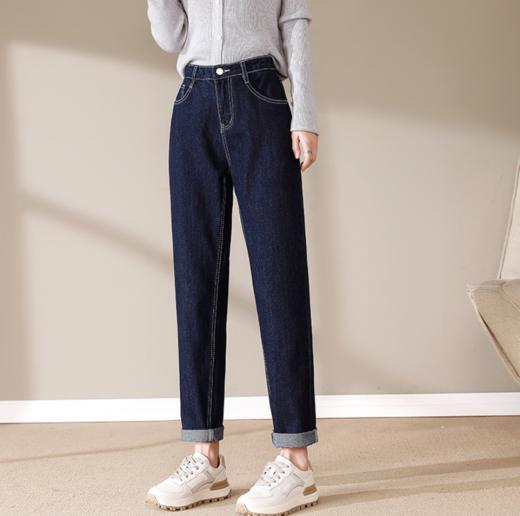 【服饰鞋包】秋冬三防米白色高腰显瘦加绒加厚哈伦牛仔裤 商品图2