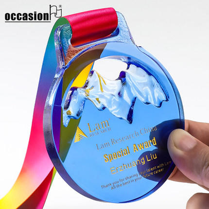 奖牌挂牌定制定做水晶内雕彩印荣誉表彰运动会纪念马拉松比赛奖品 商品图4