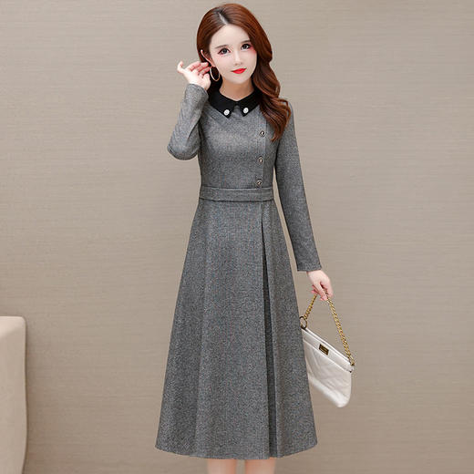 YWE  TYH215H06减龄气质加厚气质优雅长袖连衣裙 商品图2