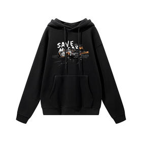 日产GTR经典赛道之王图案印花抓绒卫衣宽松带帽套头衫潮男欧美风 NMT-1777