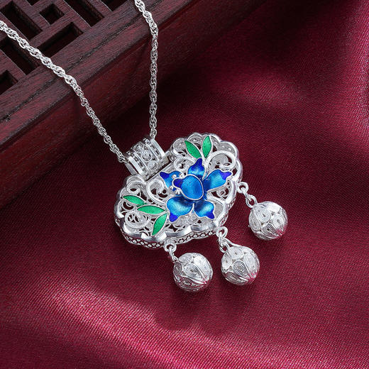 子佩集S990银【清心花锁】吊坠【QFDZ023】(不含链)花丝珐琅彩2111 商品图3