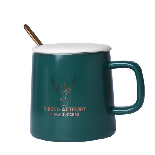 恒度马克杯鹿角杯HD-3054哑光色釉马克杯鹿角图案 实用礼品杯子 陶瓷水杯骨瓷 商品图4