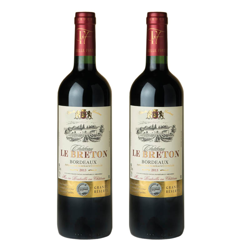 【双支特惠装】乐蓓桐城堡红葡萄酒 Chateau Le Breton, Bordeaux 2*750ml