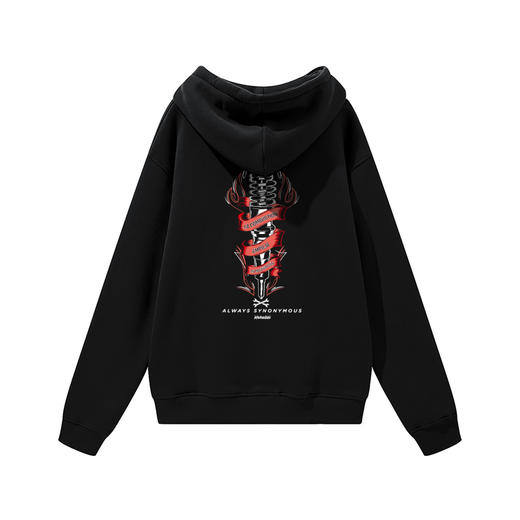 潮流机车风欧美复古车零件图案印花宽松抓绒卫衣带帽oversize套头 NMT-1773 商品图3